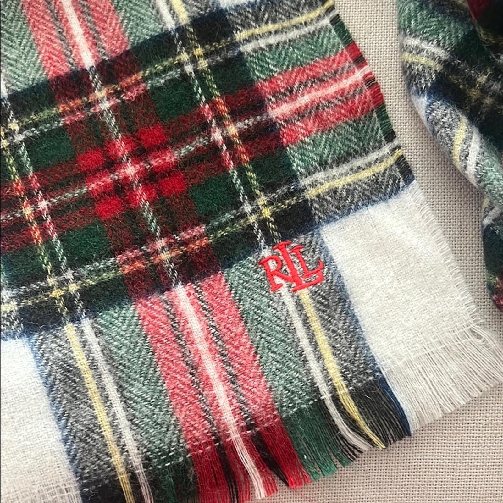 Ralph Lauren Plaid Wool Blend Scarf 193cm X 66cm, NEW