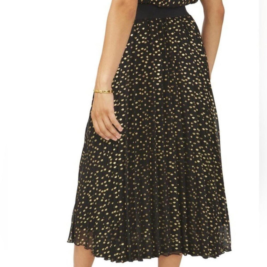 Vince Camuto Pleated Chiffon Foil Dot Maxi Skirt. Size S New w/Tag