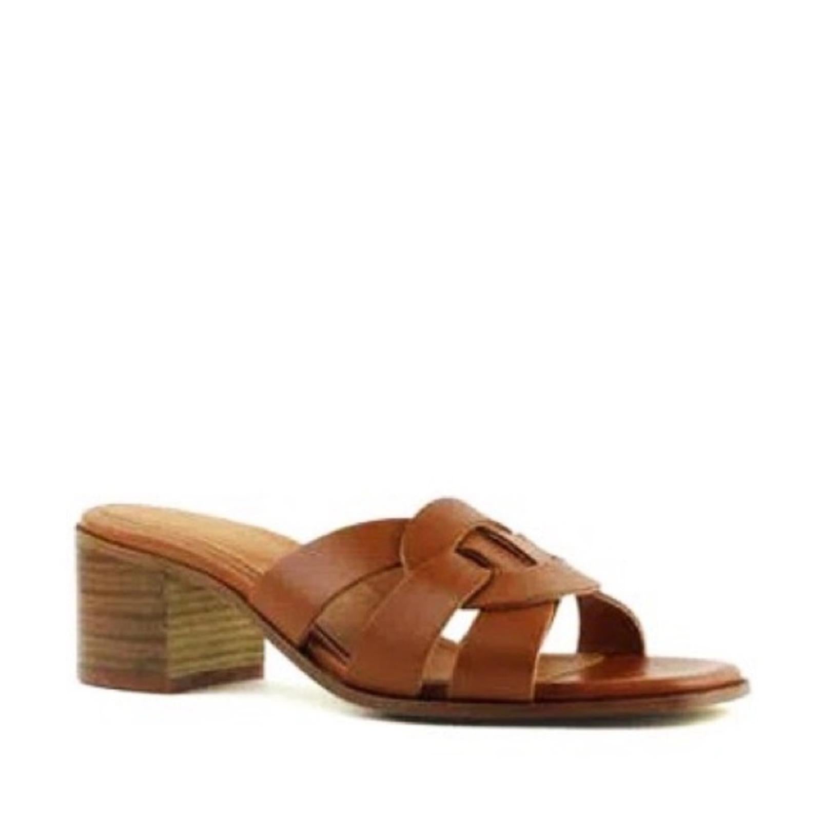 Bruno Magli Aria Block Heel Slide Sandals in Brown, Size 40 NEW w/o Box $325
