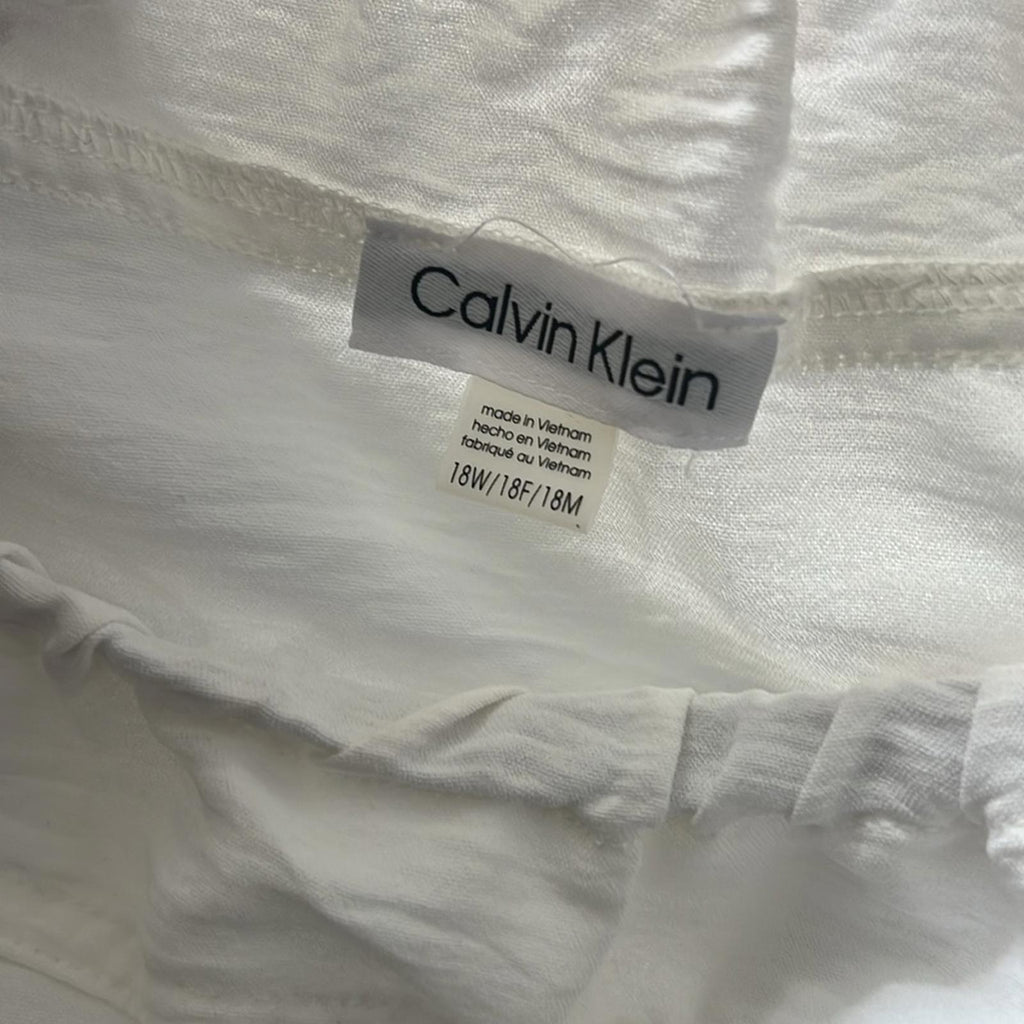 Calvin Klein Off-The-Shoulder Blouson Maxi Dress in Cream White, NWT, Size 18