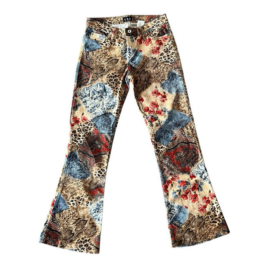 A.B.S. Allen Schwartz Paisley Animal Print Bell-Bottom Pants Size 30 EXCELLENT