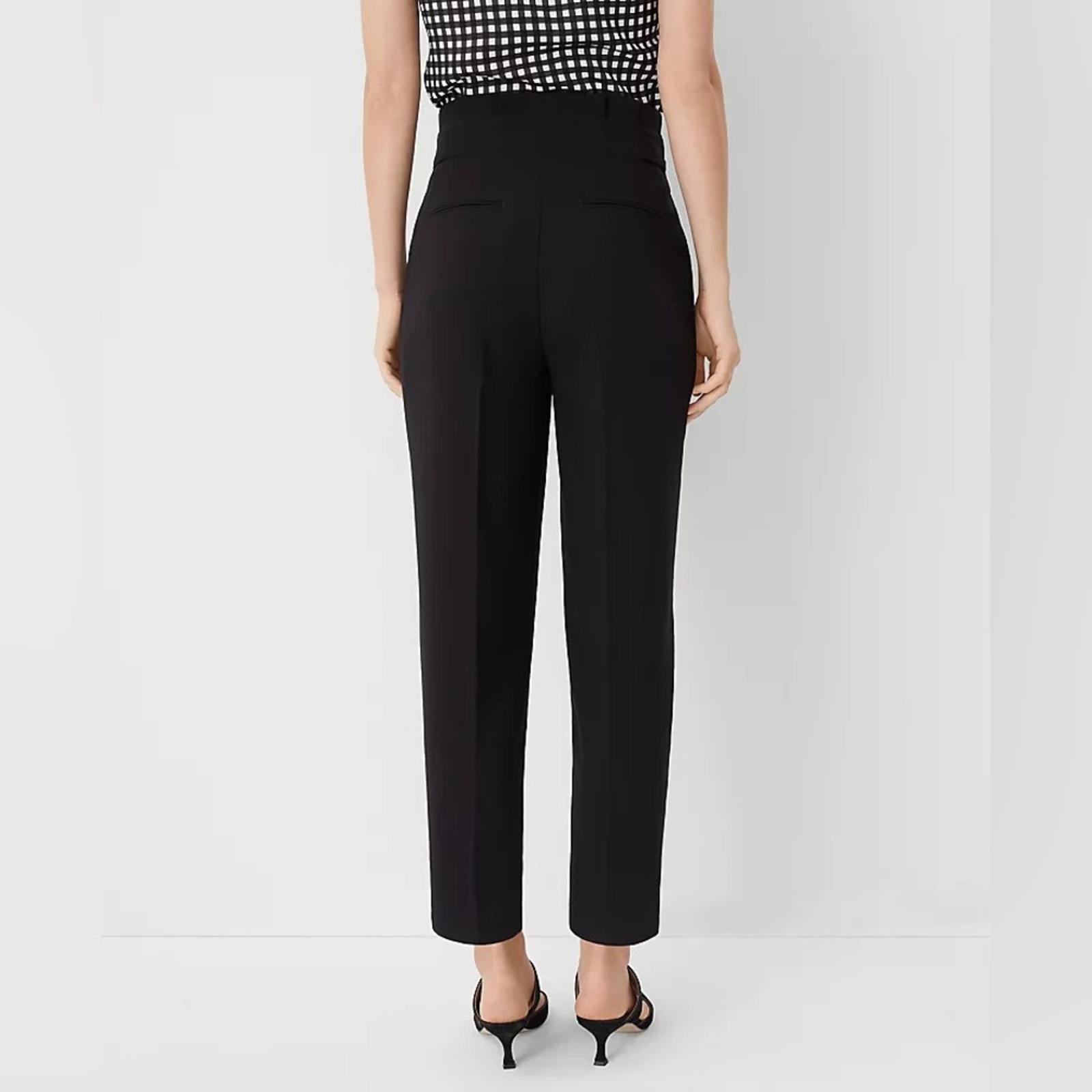 Ann Taylor Paper Bag Waist High-Rise Ankle Pants in Black, Size 2, NEW