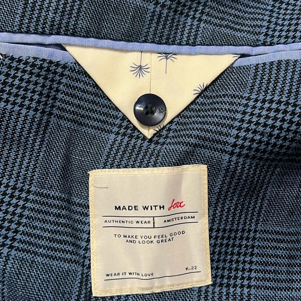 Scotch & Soda Double-Breasted Check Blazer in Blue, Size XXL NEW w/Tag $308