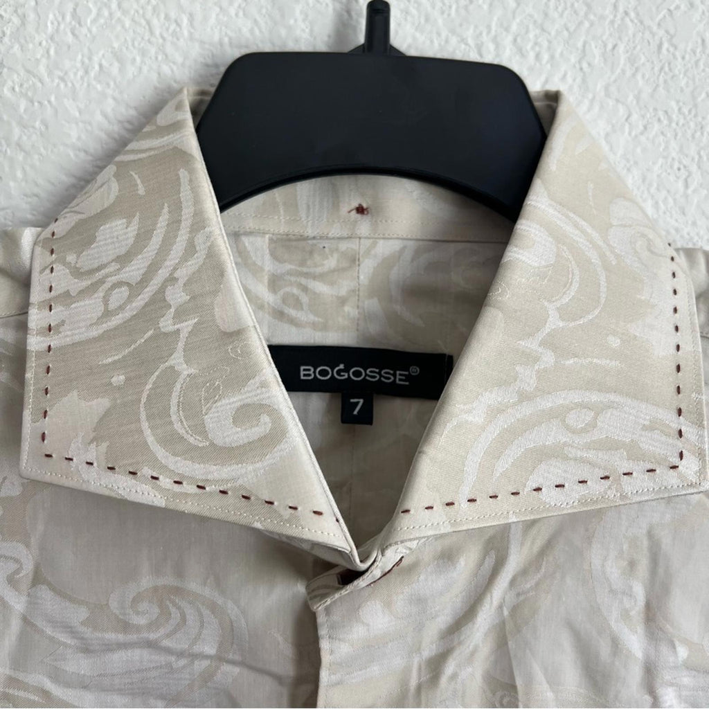 Bogosse Rey 85 BEIGE Button-Up Dress Shirt, NWT, Size 7(3X)