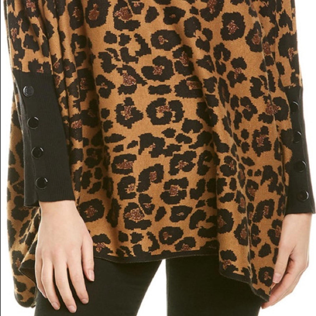 Anne Klein Leopard Print Turtleneck Sweater, Size L/XL New w/Tag