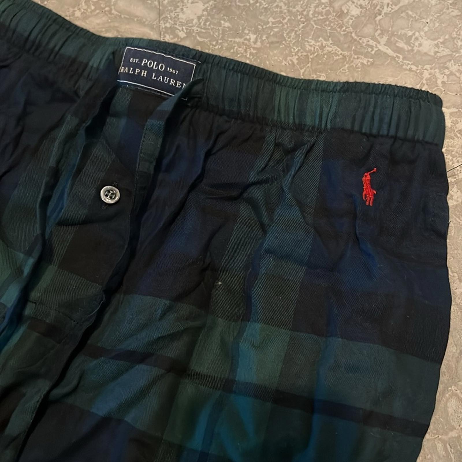 Polo Ralph Lauren Lounge Pants Flannel Sleepwear in Blue Green, Size S New w/Tag