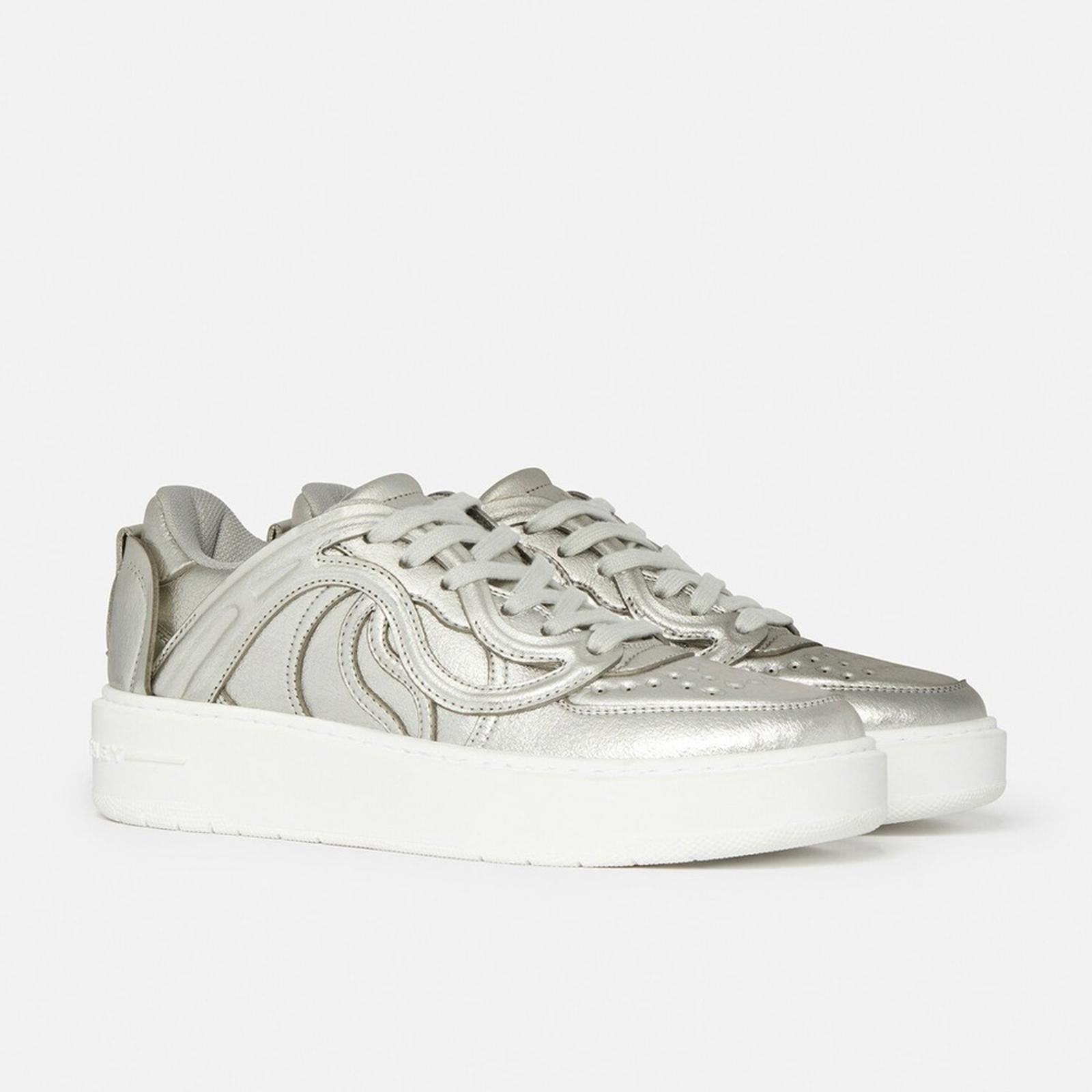 Stella McCartney S-Wave Lace Up Sneakers, Metallic Size 35 NEW w/Dust Bag $830