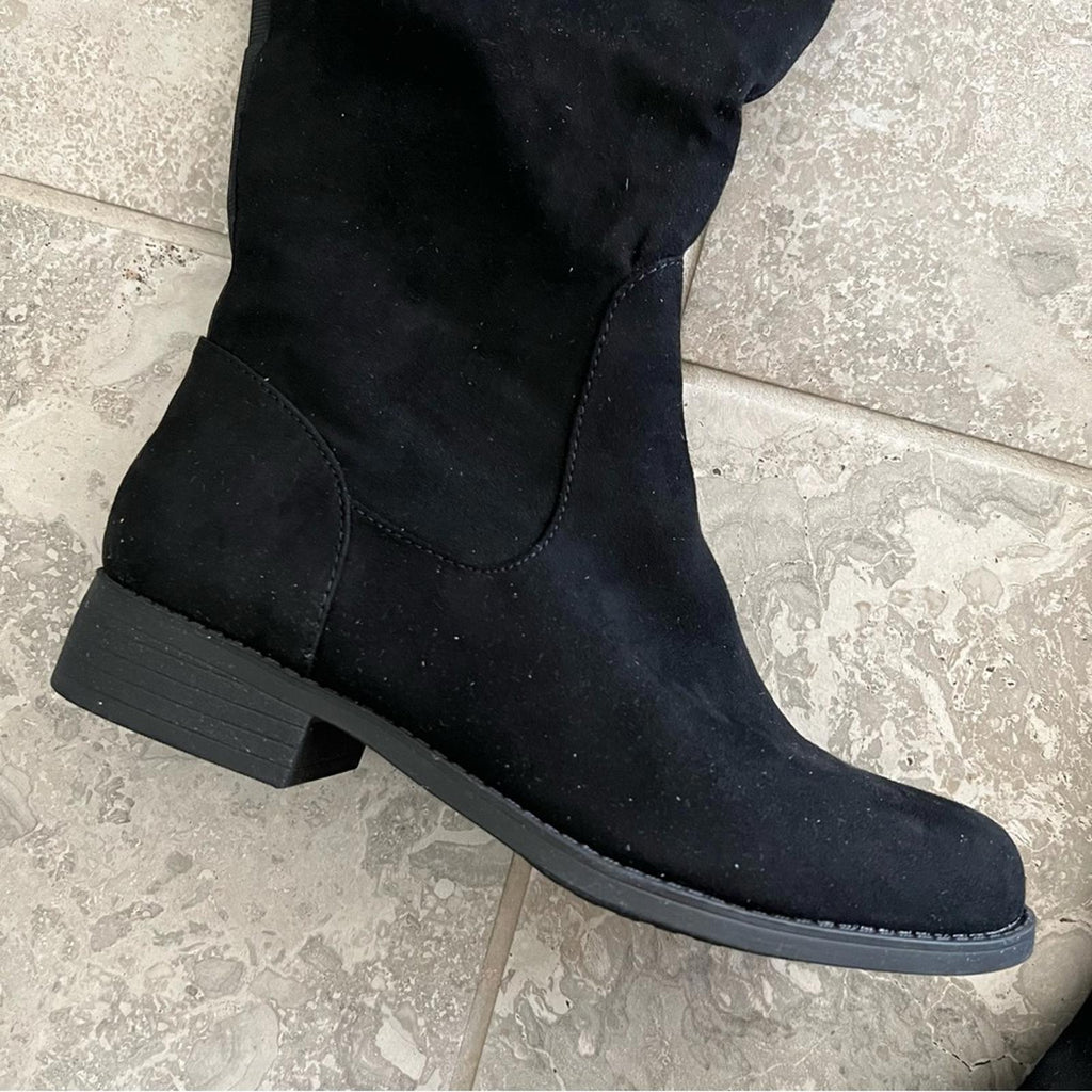 Sun+Stone Allicce Round-Toe Zip Up Dress Boots, Wide Calf, Black Size 8 NEW