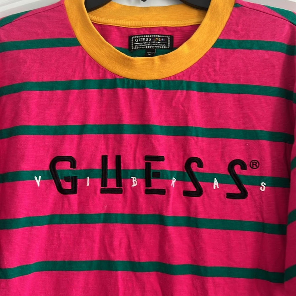 RARE Guess × J Balvin Vibras Stripe Accent Ringer T-Shirt, Size M EXCELLENT!