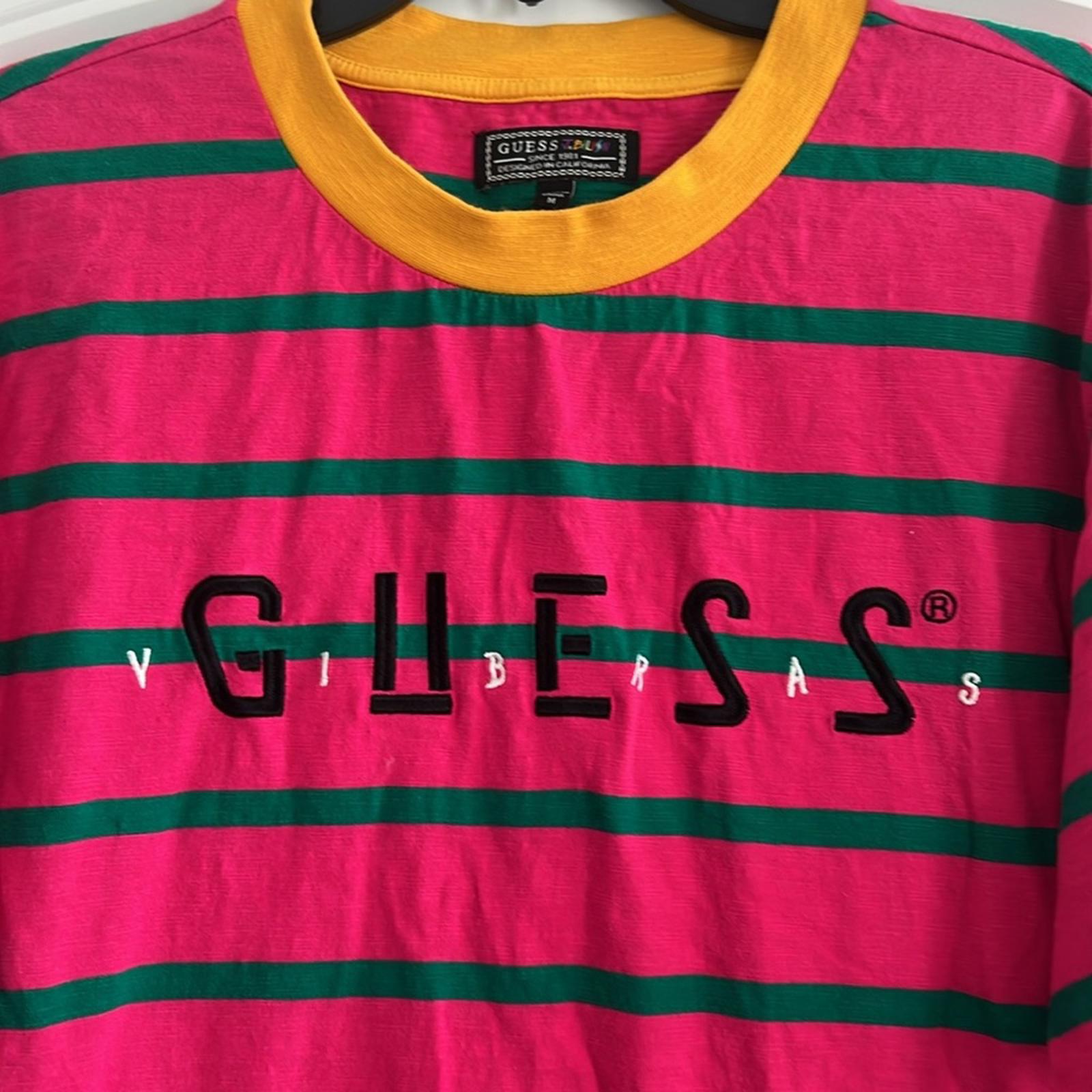 RARE Guess × J Balvin Vibras Stripe Accent Ringer T-Shirt, Size M EXCELLENT!
