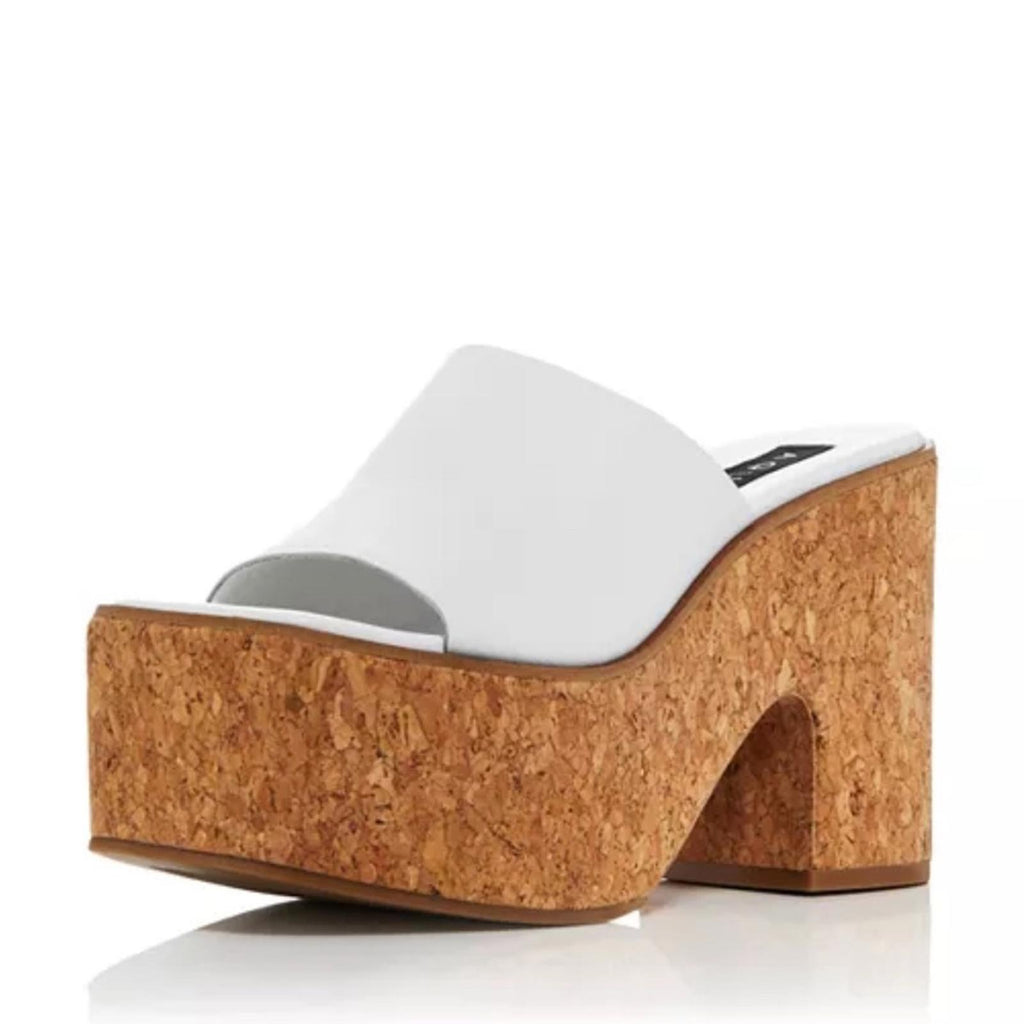 Aqua Oliva Slip On Platform High Heel Sandals in White Leather Size 9 New in Box