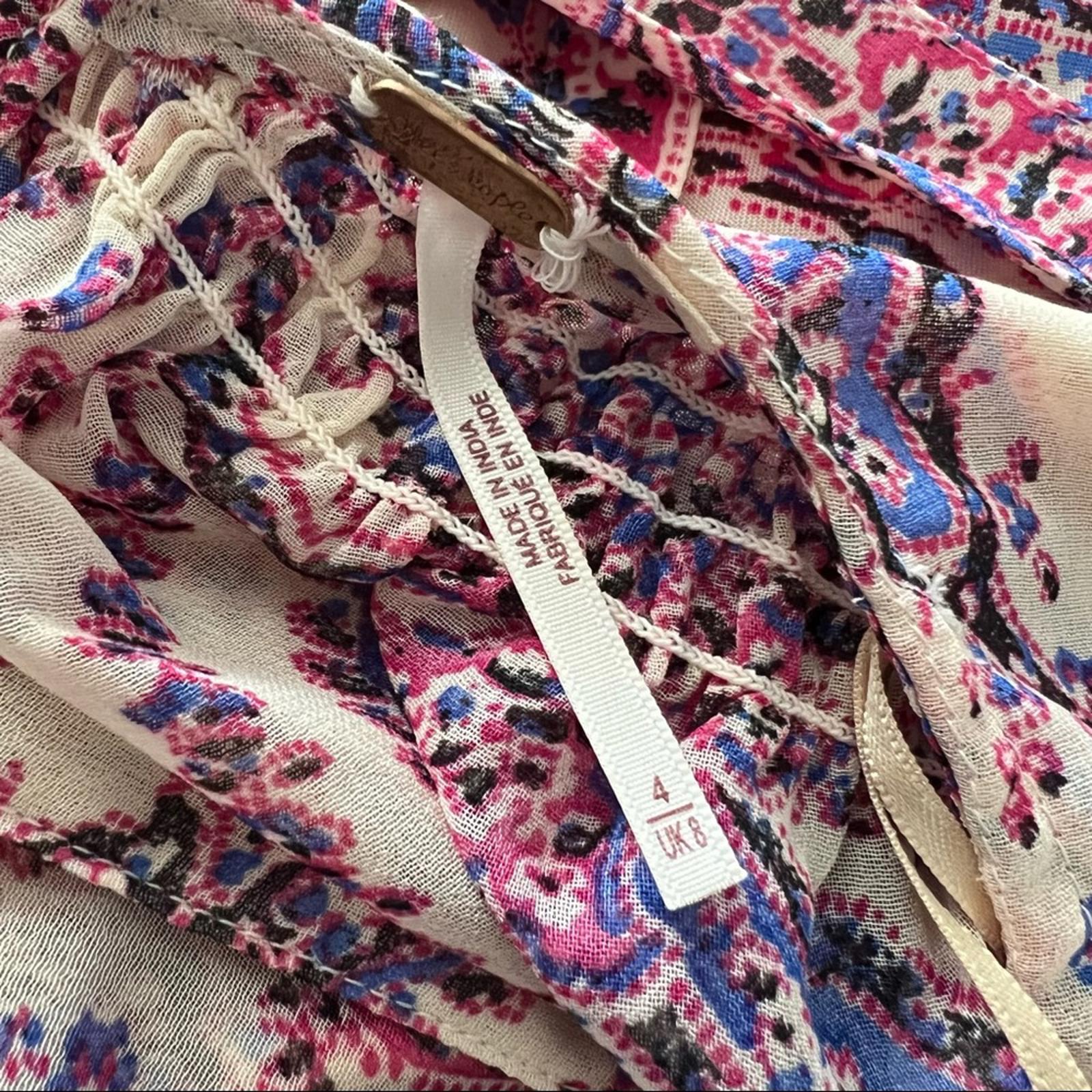 Free People Mirage Boho Printed Blouson Sleeve Maxi Dress, Size 4, New w/Tag