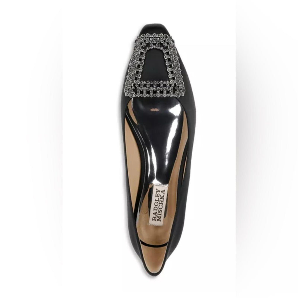 Badgley Mischka Emerie Slip On Embellished Flats Black, Size 5.5 NEW +DustBag