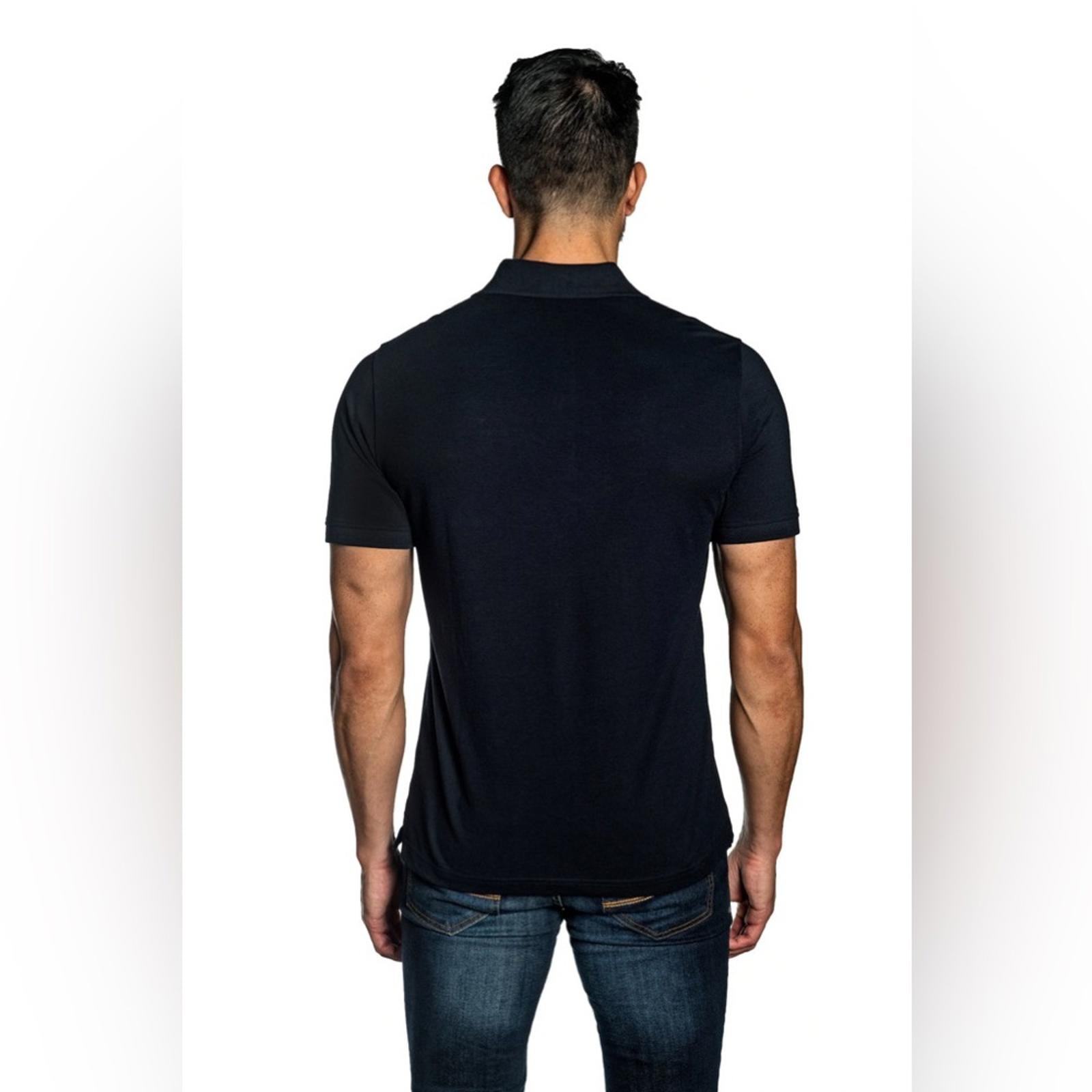 Jared Lang Star Embroidery Knit Pima Cotton Piqué Polo Shirt, Navy Size XXL