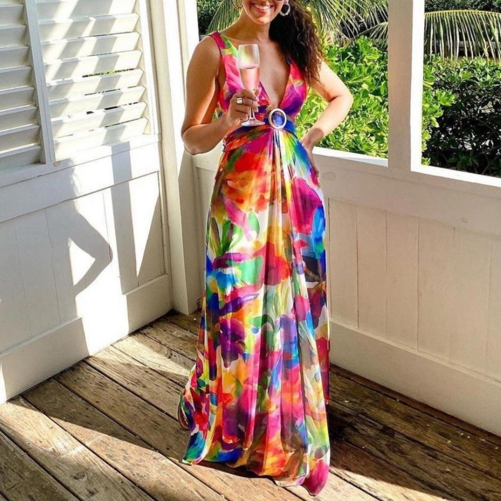 Liv Foster Side Cut-Out O-Ring Dress V-Neckline Sleeveless Gown Size 2 NEW w/Tag