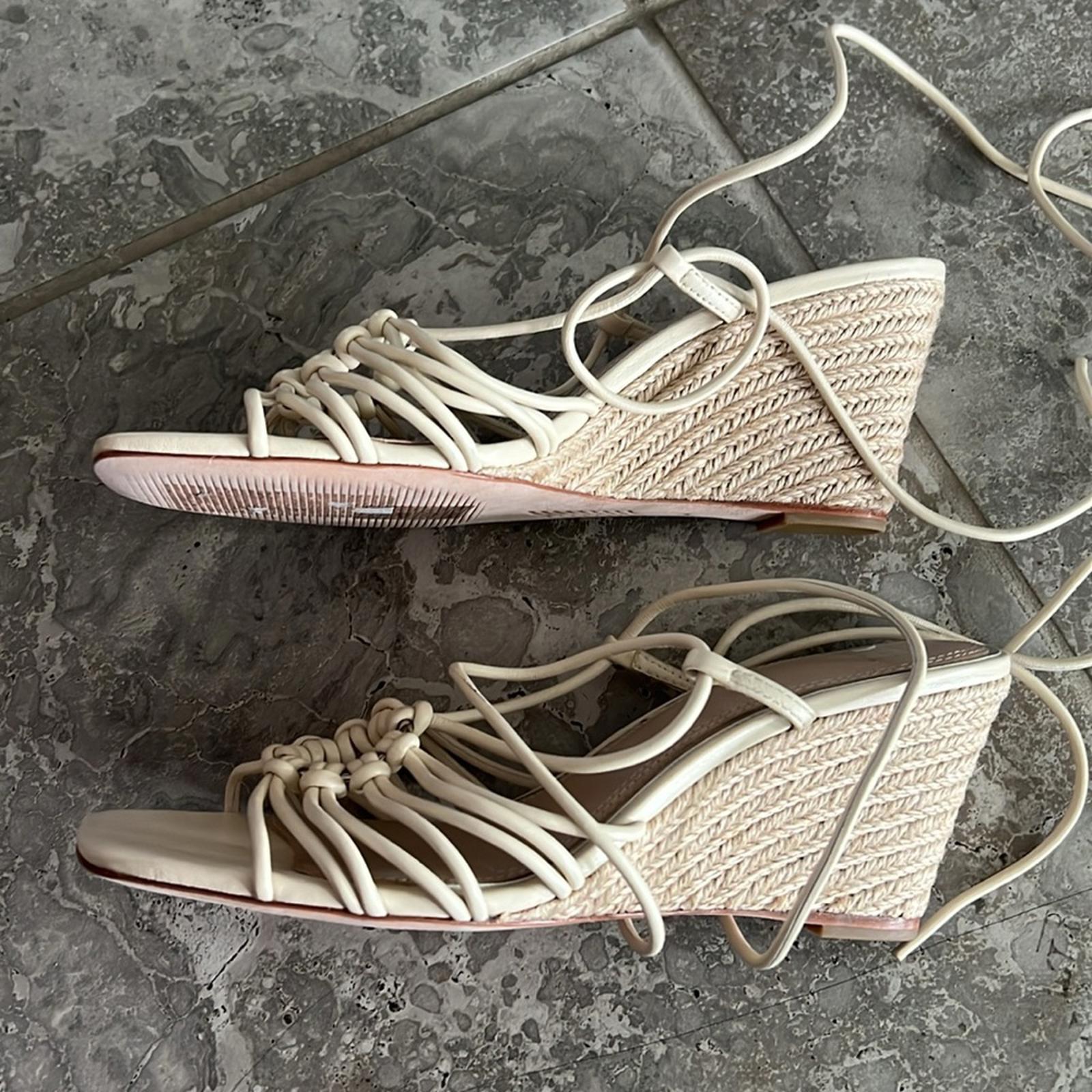 Paige Sierra Wedge Strappy Sandals in Bone, Size 8 NEW w/o Box - Online for $278