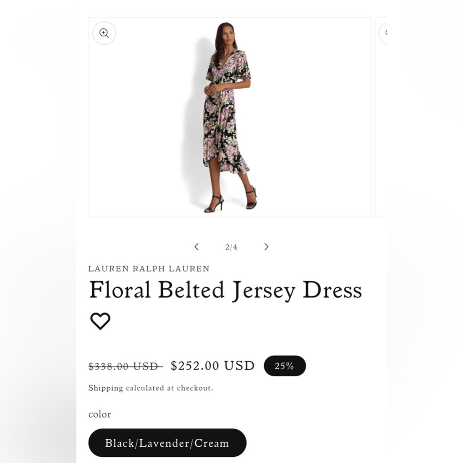 NEW Lauren Ralph Lauren Floral Belted Jersey Dress Size 16 EXCELLENT Retail $338