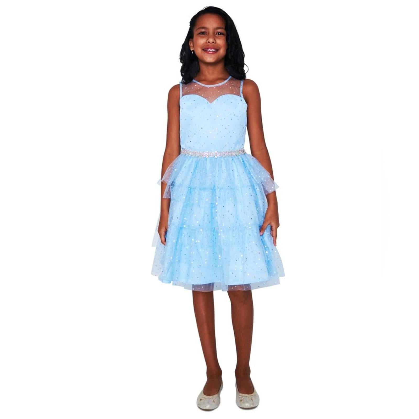 Rare Editions Sweetheart Bodice to Tiered Skirt Dress in Blue Size 10 New w/Tag