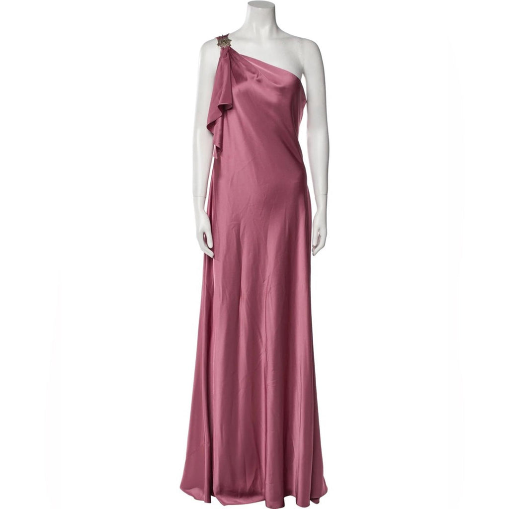 Ralph Lauren Satin Charmeuse One-Shoulder Gown Maxi Dress, Size 8, New w/Tag