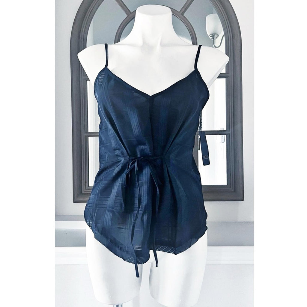 Rachel Roy Jasmin Plaid Tie Camisole Top in True Navy, Size S, New w/Tag