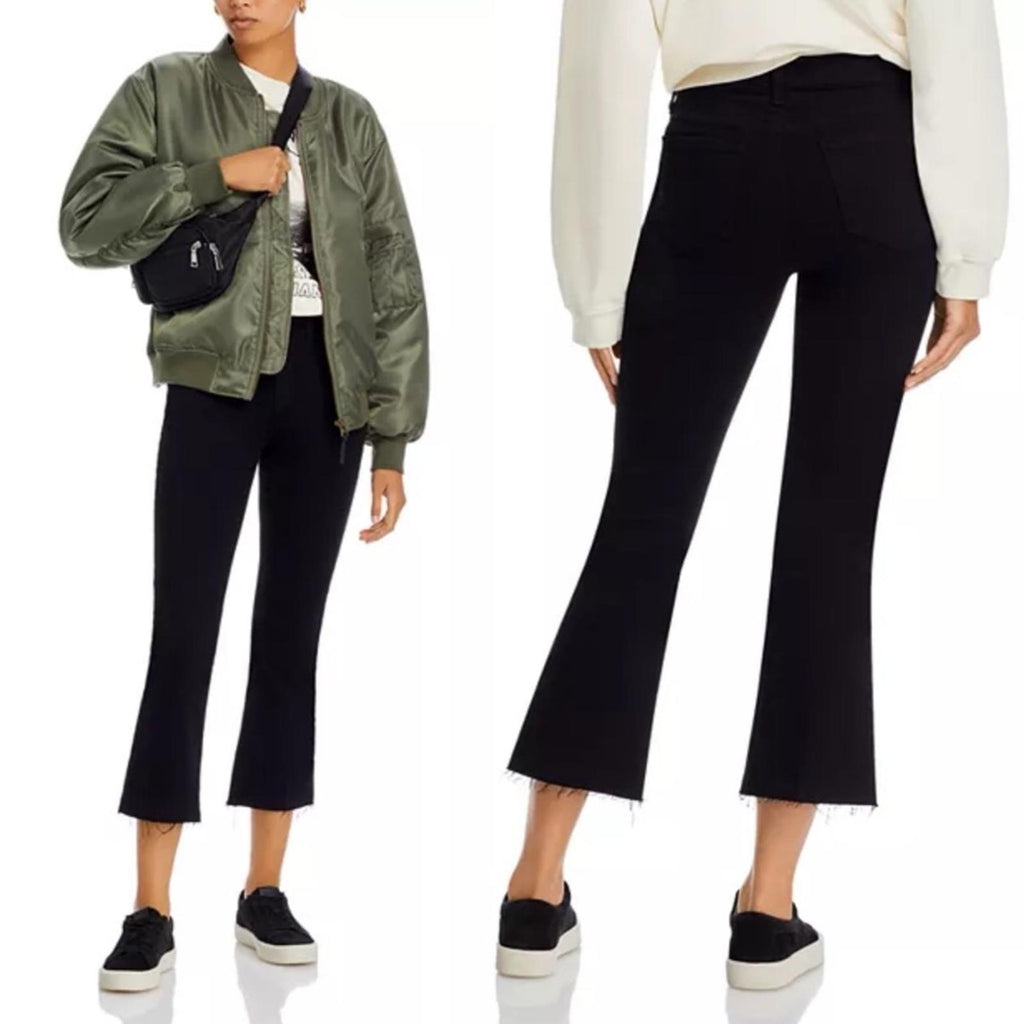 L’Agence Kendra High Rise Crop Flare Jeans in Black, Size 28 NWT Online for $275