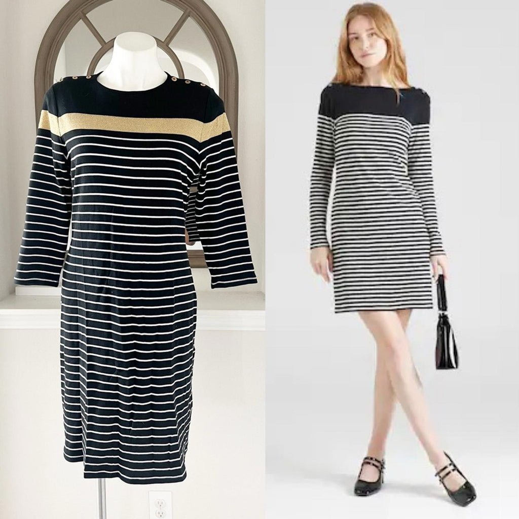 Lauren Ralph Lauren Cotton Striped Dress, Size L Retail $135 EXCELLENT!