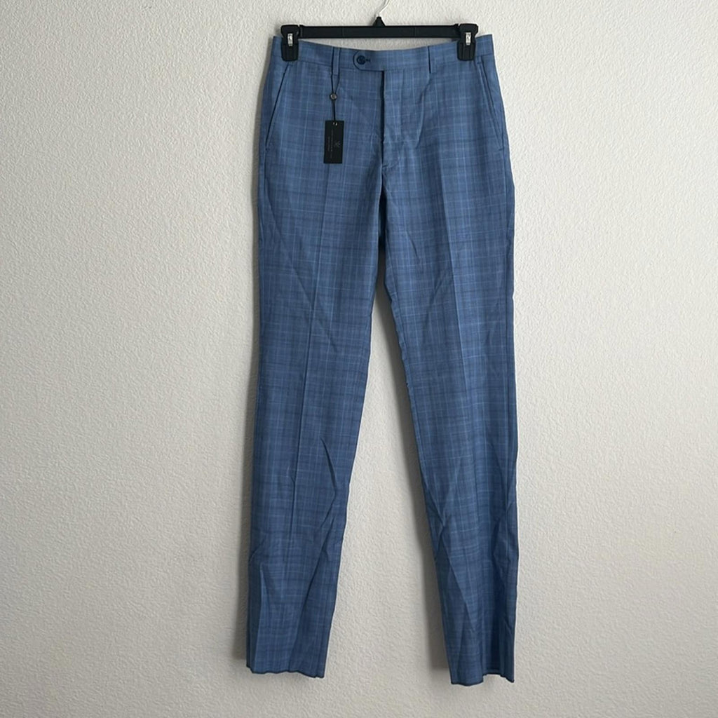 John Varvatos Tonal Plaid Slim Fit Suit Pants 100% Wool, Size 30 NEW w/Tag $228