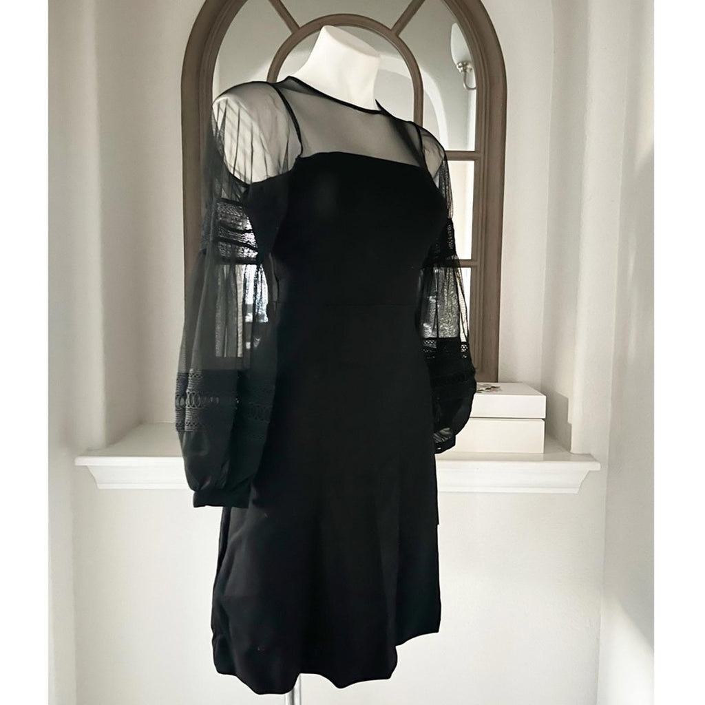 French Connection Paulette Puff-Sleeve Fit+Flare Dress, Size 4 NEW w/Tag $148
