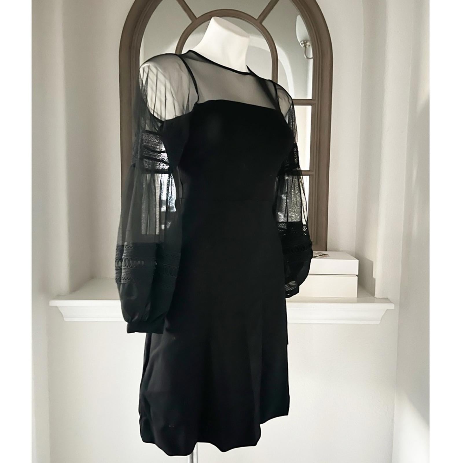 French Connection Paulette Puff-Sleeve Fit+Flare Dress, Size 4 NEW w/Tag $148