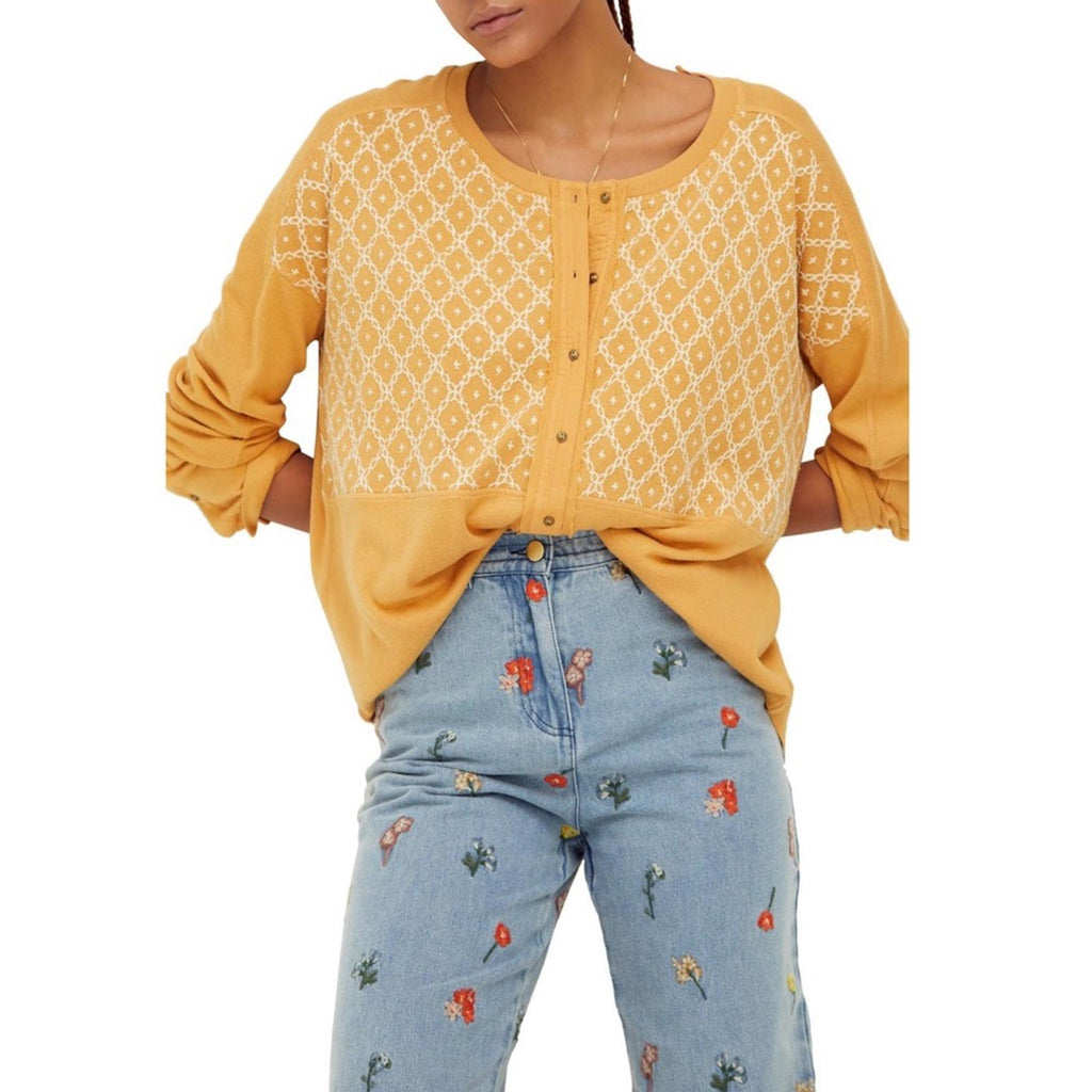 Free People Henley Long Sleeve Top Sweater, Size XL New with Tag Retail $108