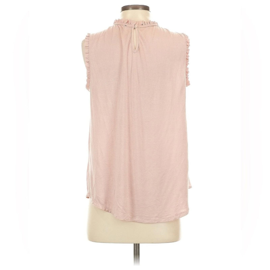 T Tahari Ruffle Mock Neck Double Fabric Sided Blouse in Blush Pink, Plus Size 2X
