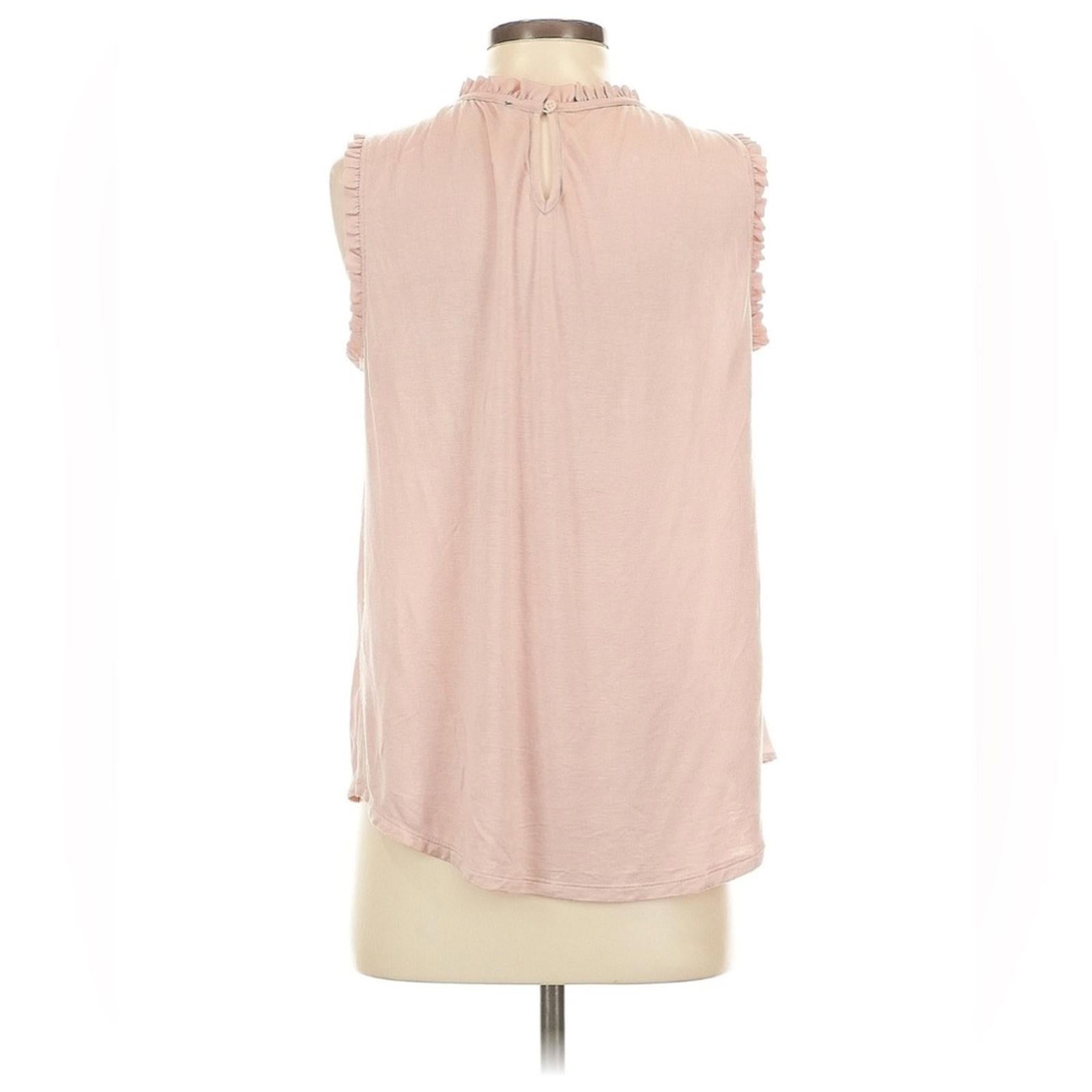 T Tahari Ruffle Mock Neck Double Fabric Sided Blouse in Blush Pink, Plus Size 2X