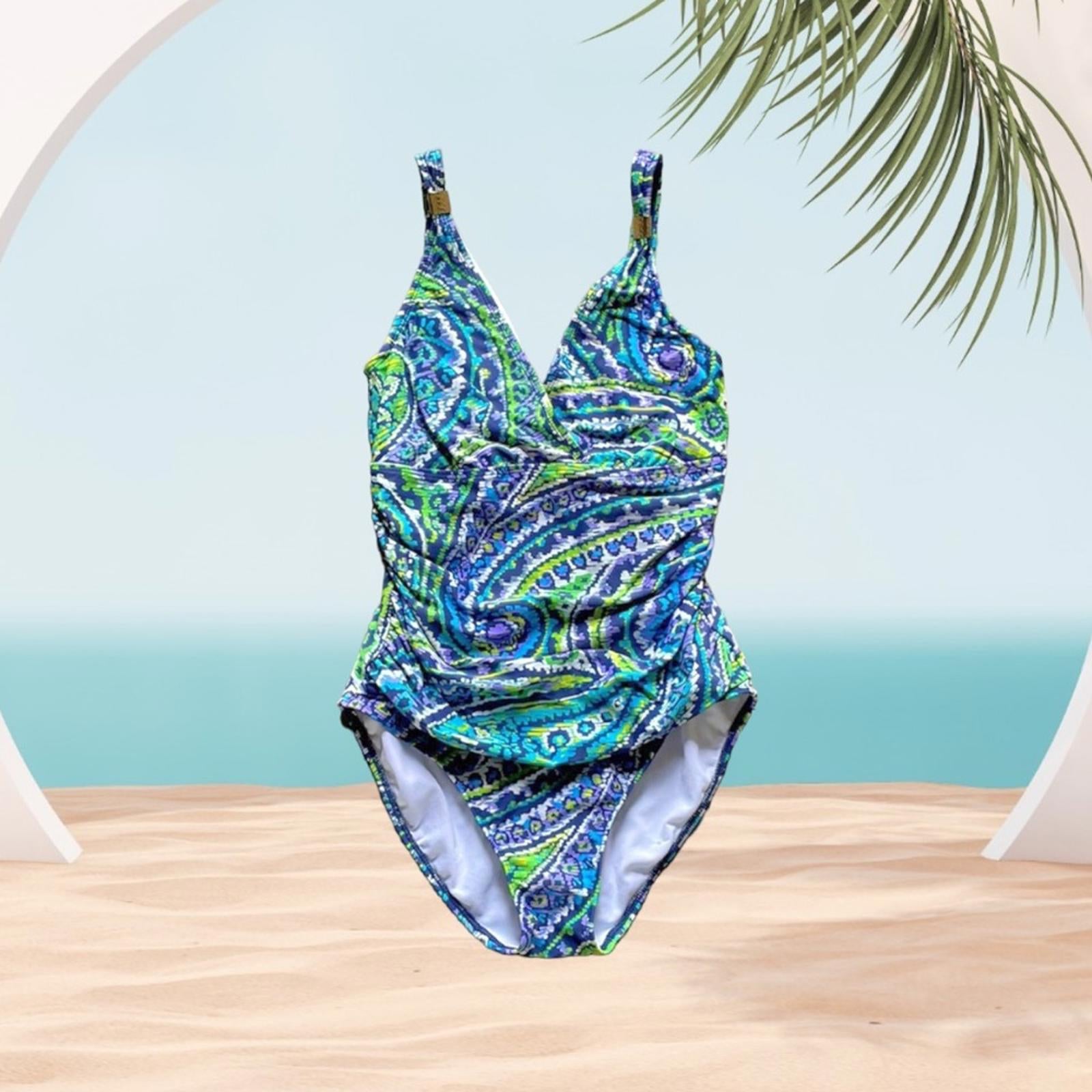 Lauren Ralph Lauren Paisley Scoop Back One Piece Swimsuit, Size 6