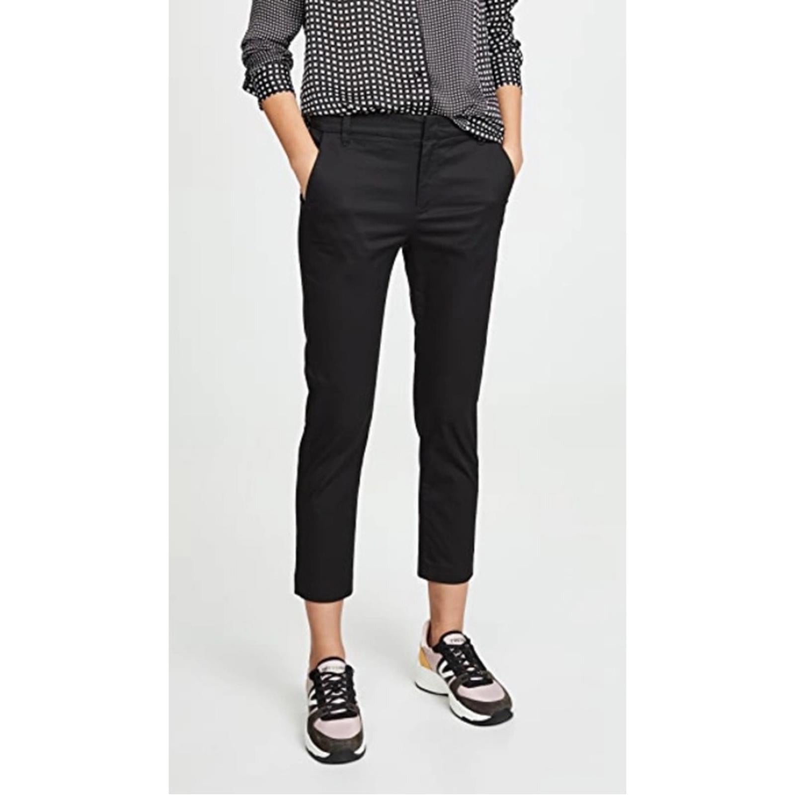 NWT Vince Coin-Pocket Straight-Leg Cropped Chino Pants Black Size 14 Retail $225