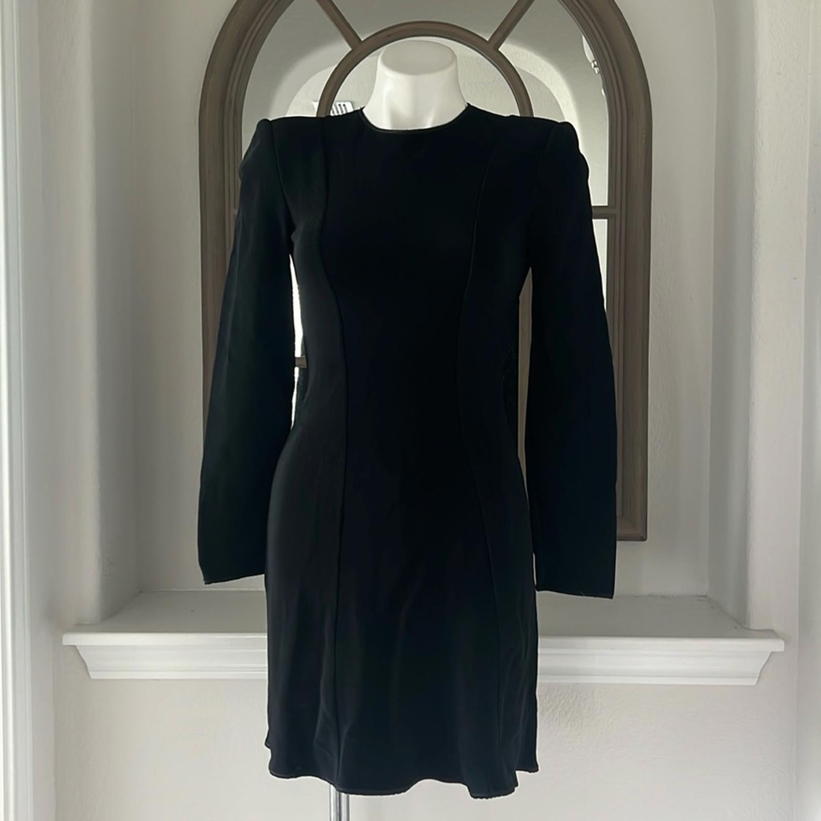 Giorgio Armani Fit & Flare Long Sleeve Ribbed Black Dress, Size 2, EXCELLENT!