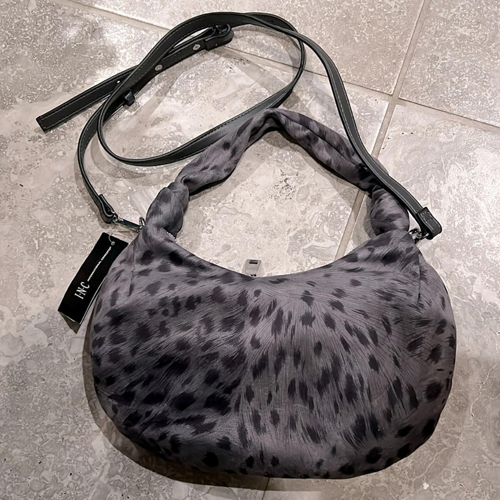 INC Gray Olivya Nylon 43 Removable Crossbody Strap Single Strap Hobo Handbag NEW