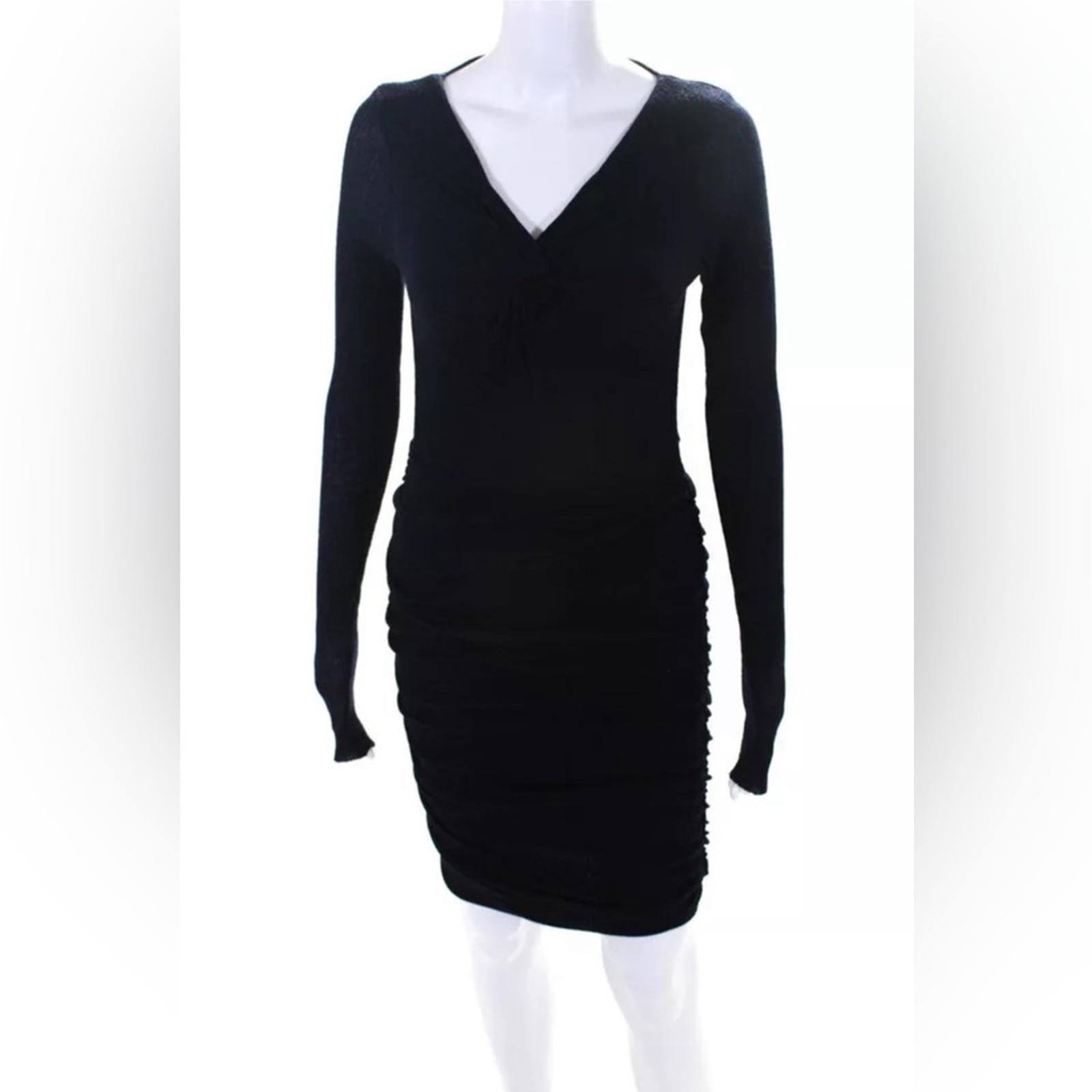 Maje Tight-Knit Long Sleeve Ruched Sweater Dress in Navy, Size 1 (S) Retail $345