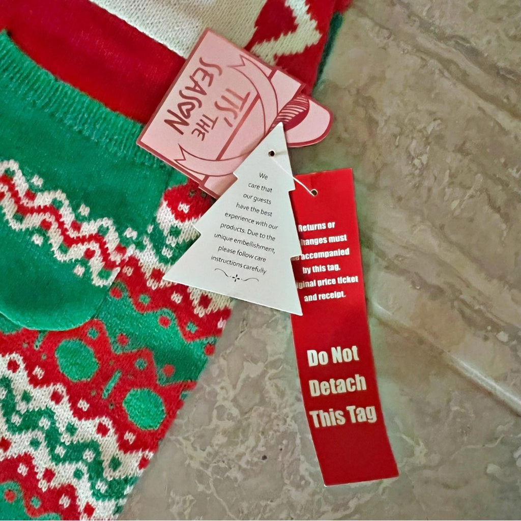 Eyeshadow JOY Christmas Knit Straight-Leg Overalls Holiday Jumpsuit Size L NWT