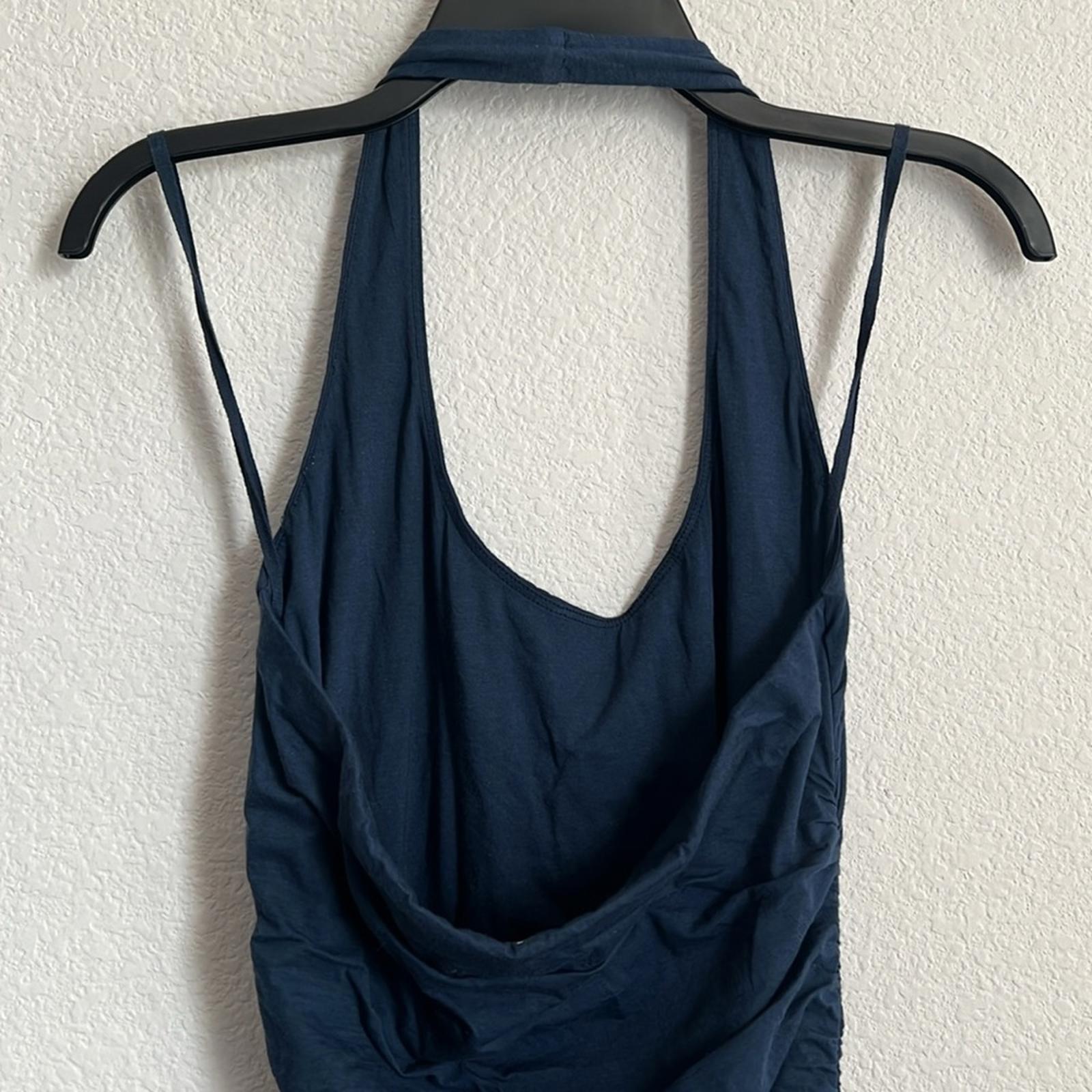 Velvet by Graham & Spencer Amanda Ruched Halter Dress in Navy, NWT, Size M $198