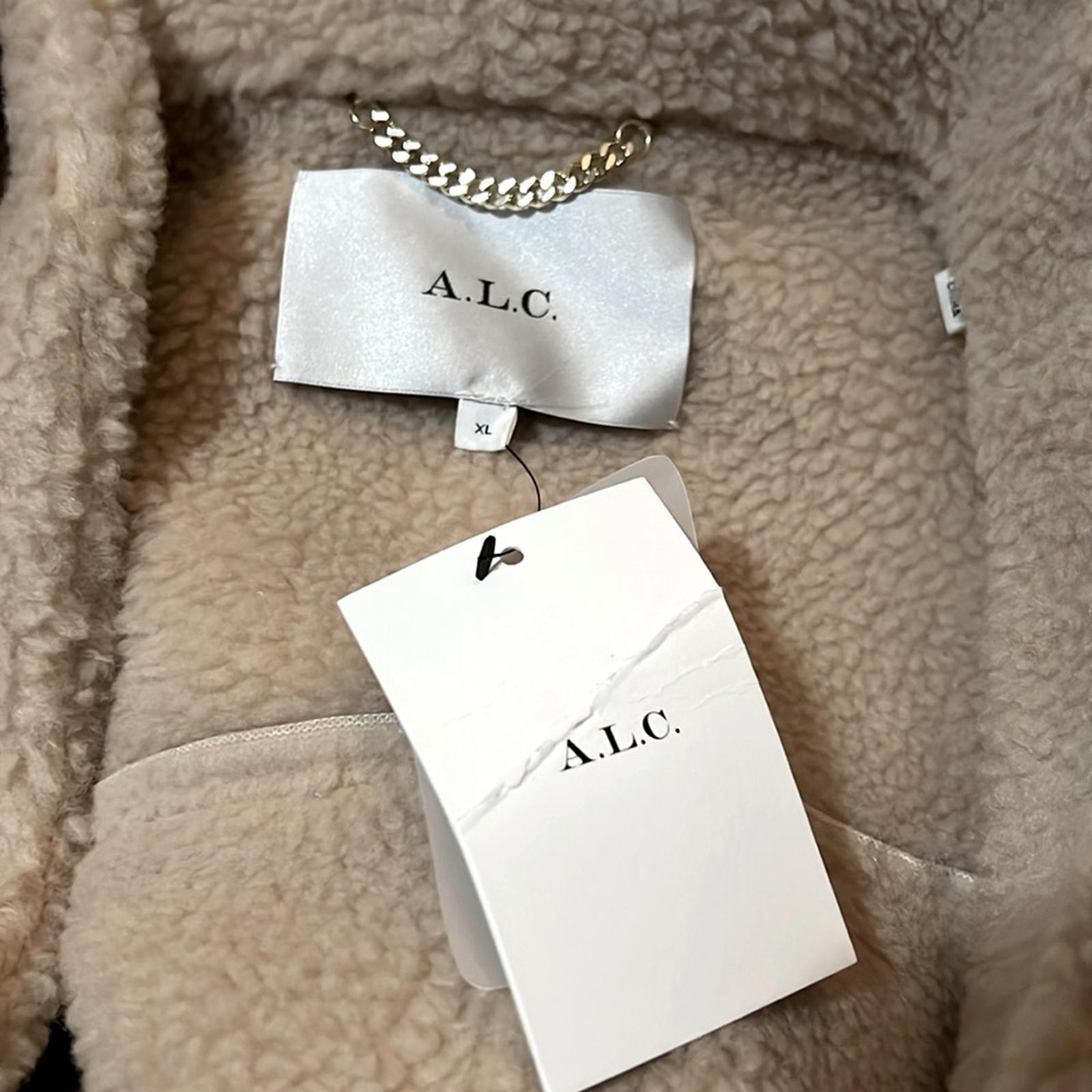 A.L.C. Sutton Faux Shearling Vest in Tan/Cream, Size XL NEW w/Tag