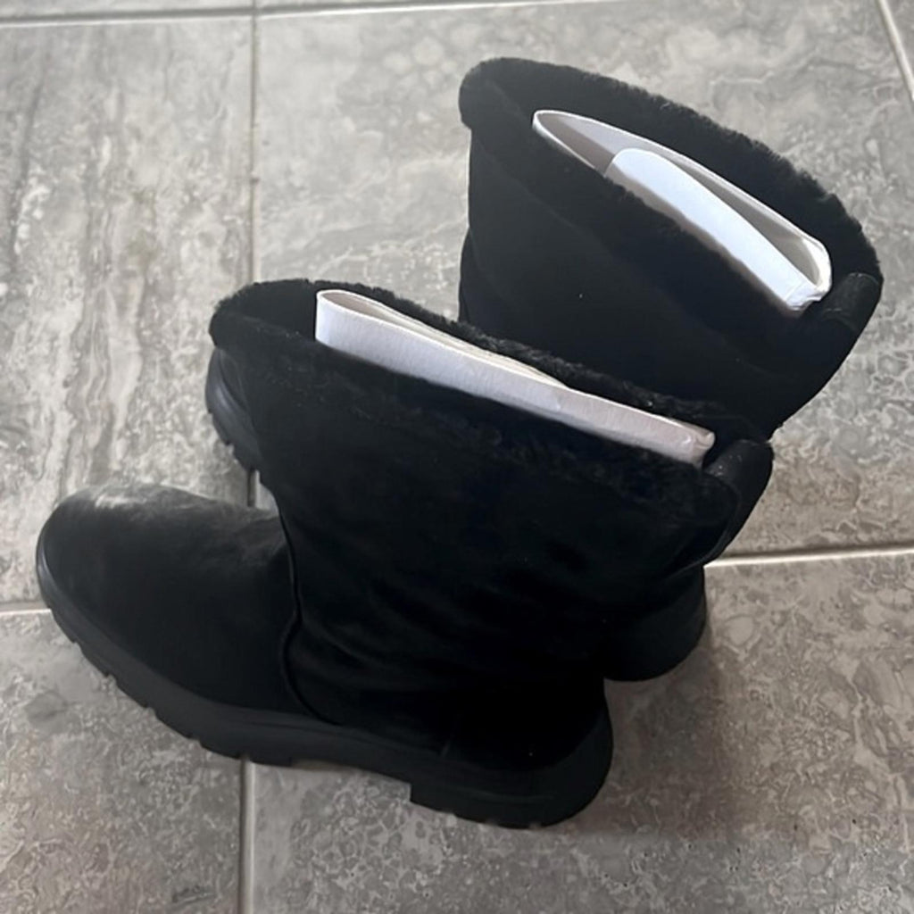 Stuart Weitzman Bedford Chill Suede Shearling Moto Boots, Black Size 11 NWT $695