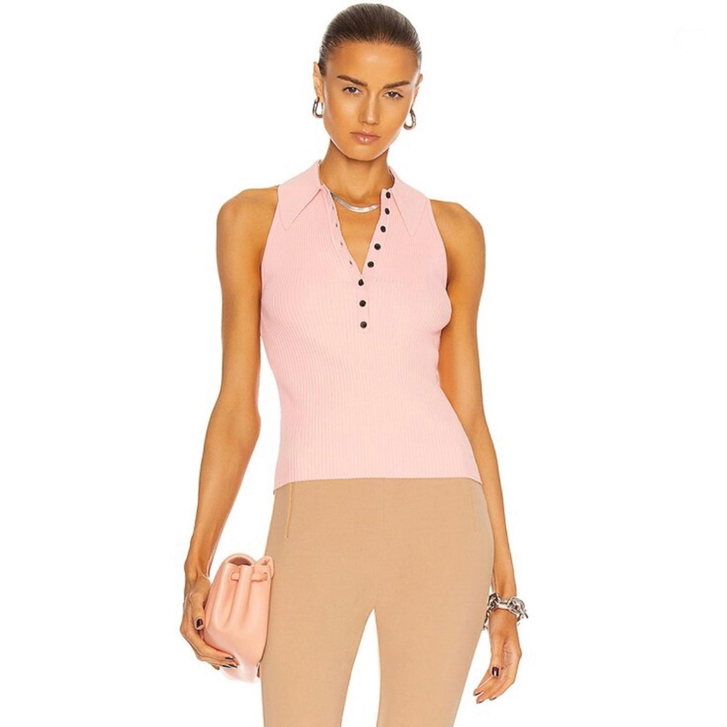 A.L.C. Asher Ribbed Top in Pink Sand, Size L New w/Tag Retail $295