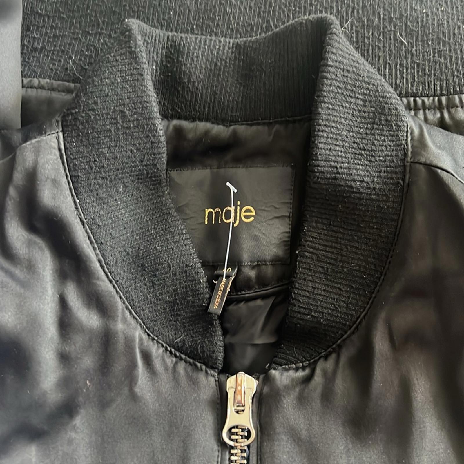 Maje Bart Bomber Jacket in Black, Size EU 40 (US M), Preloved