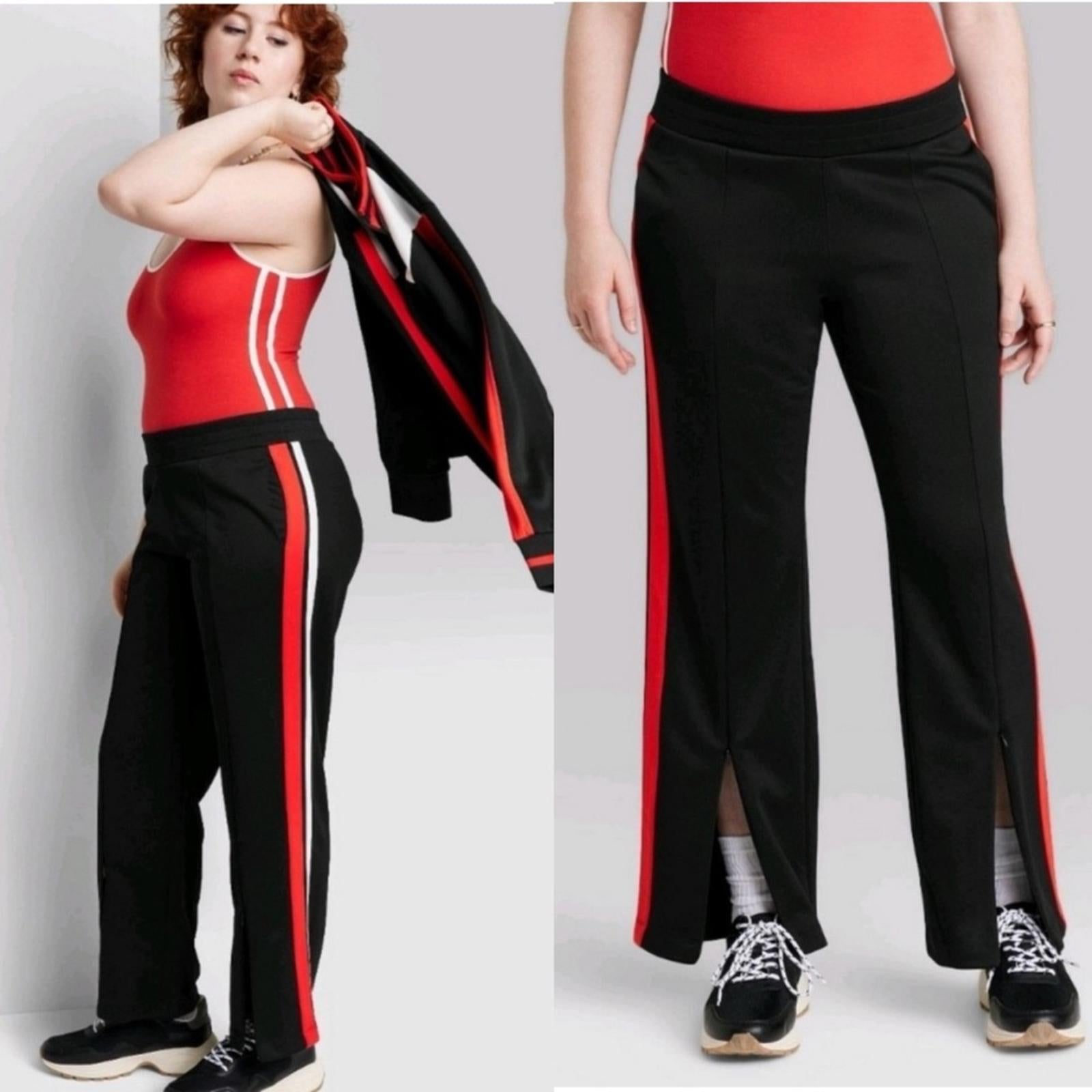 Wild Fable Black High-Rise Track Pants w/Zippered Slits, Size 3X New w/Tag