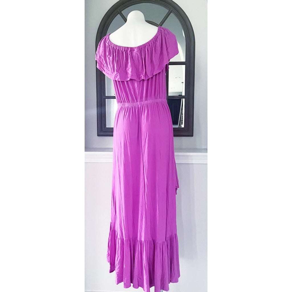Lane Bryant Ruffle Off-The-Shoulder Maxi Dress in Purple Size 14/16 EXCELLENT!