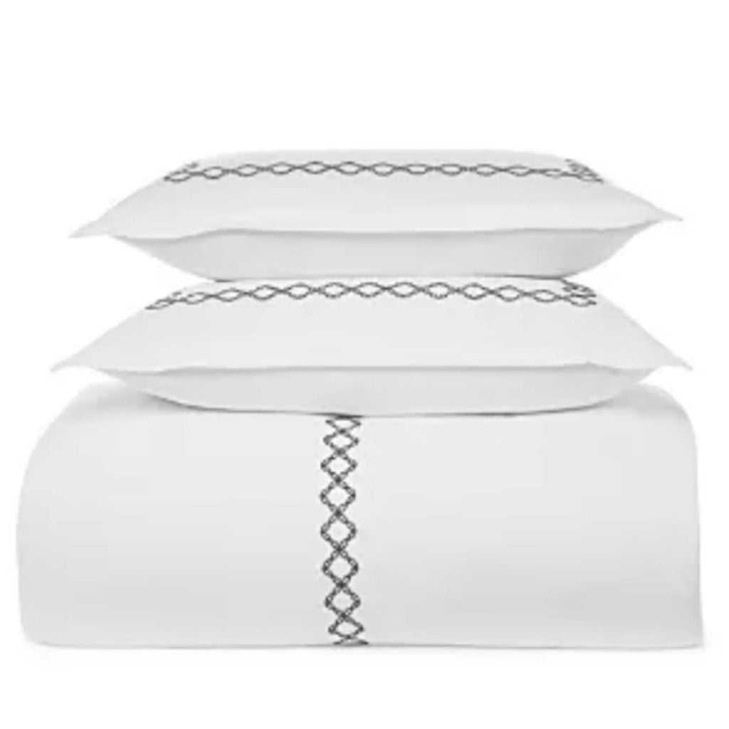 Sky NAVY Embroidered Percale Duvet Cover and Shams Set, Twin NEW w/Tag $230