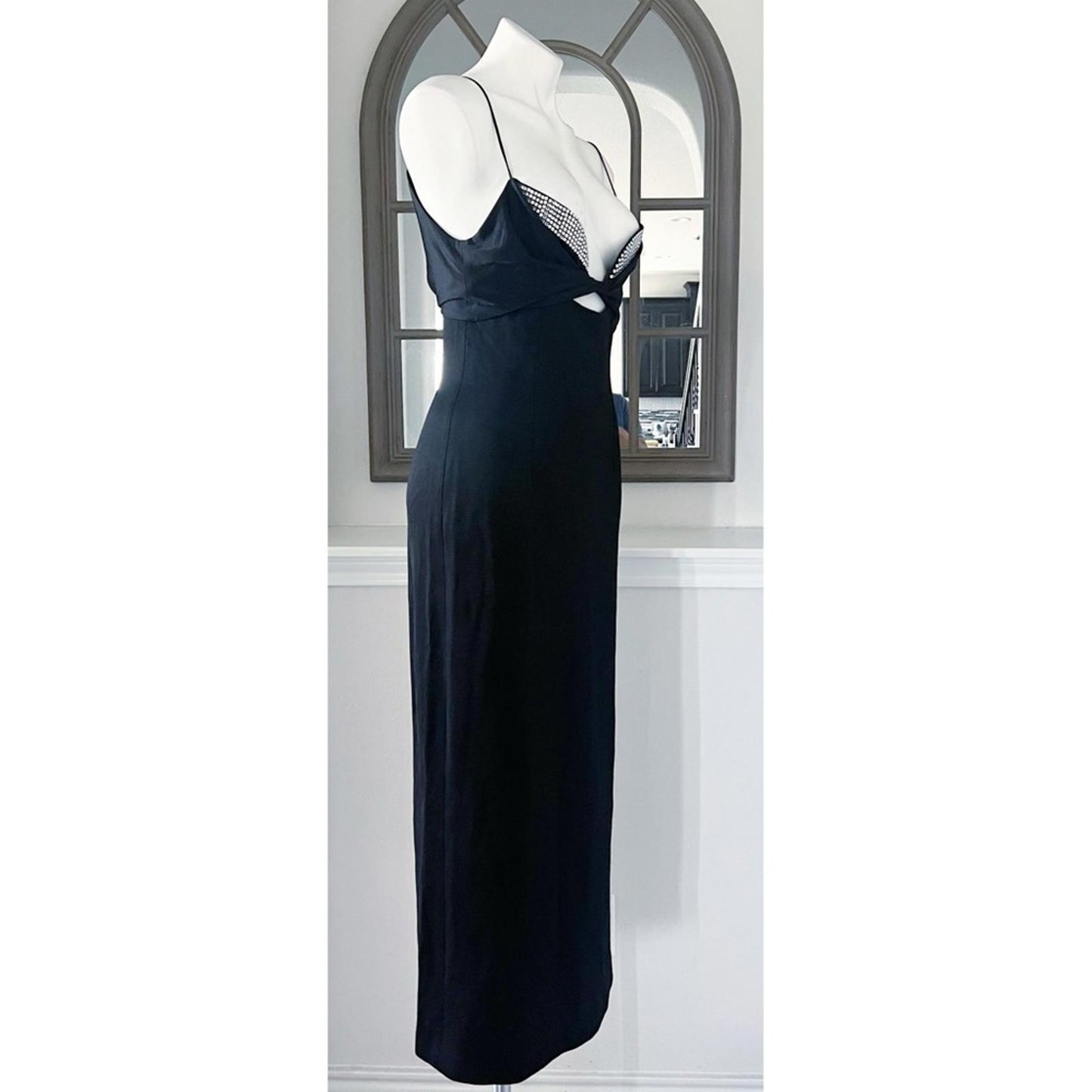 Galvan London Crystal Bustier Dress in Black Size US8 FR40 UK12 New w/tag $1,895