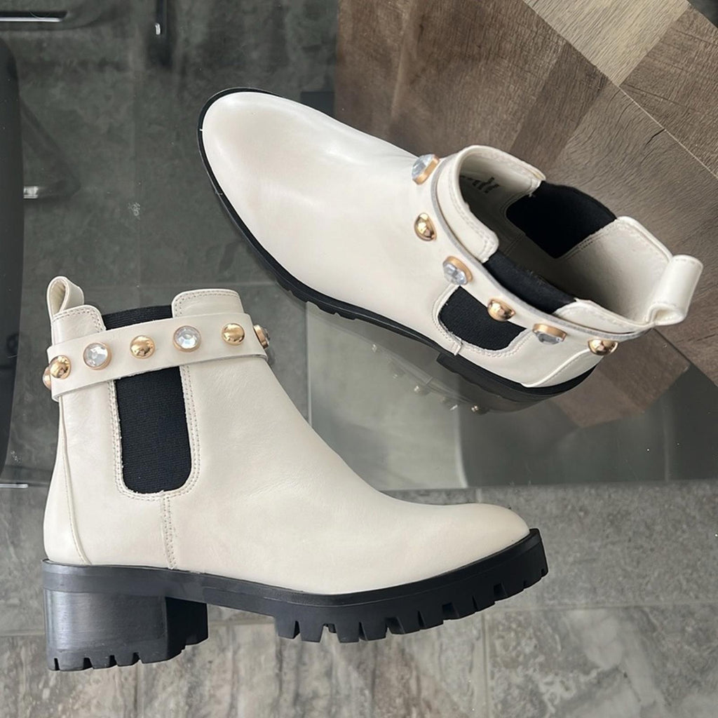 Karl Lagerfeld Paris Porshay Lug Sole Boots in Bone/White, Size 36 New w/o Box