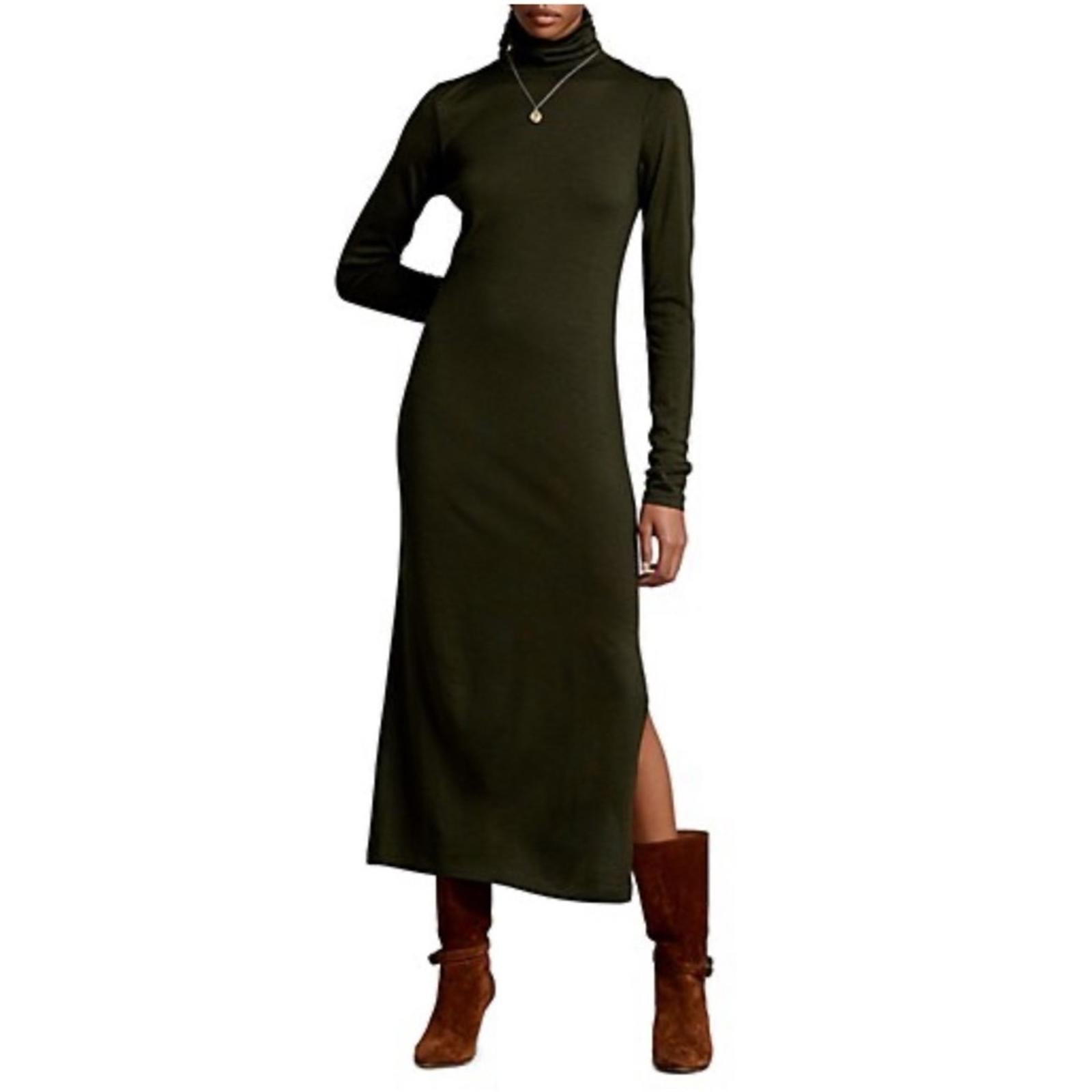 Polo Ralph Lauren Wool-Blend Turtleneck Midi-Dress Size L New w/Tag Retail $298