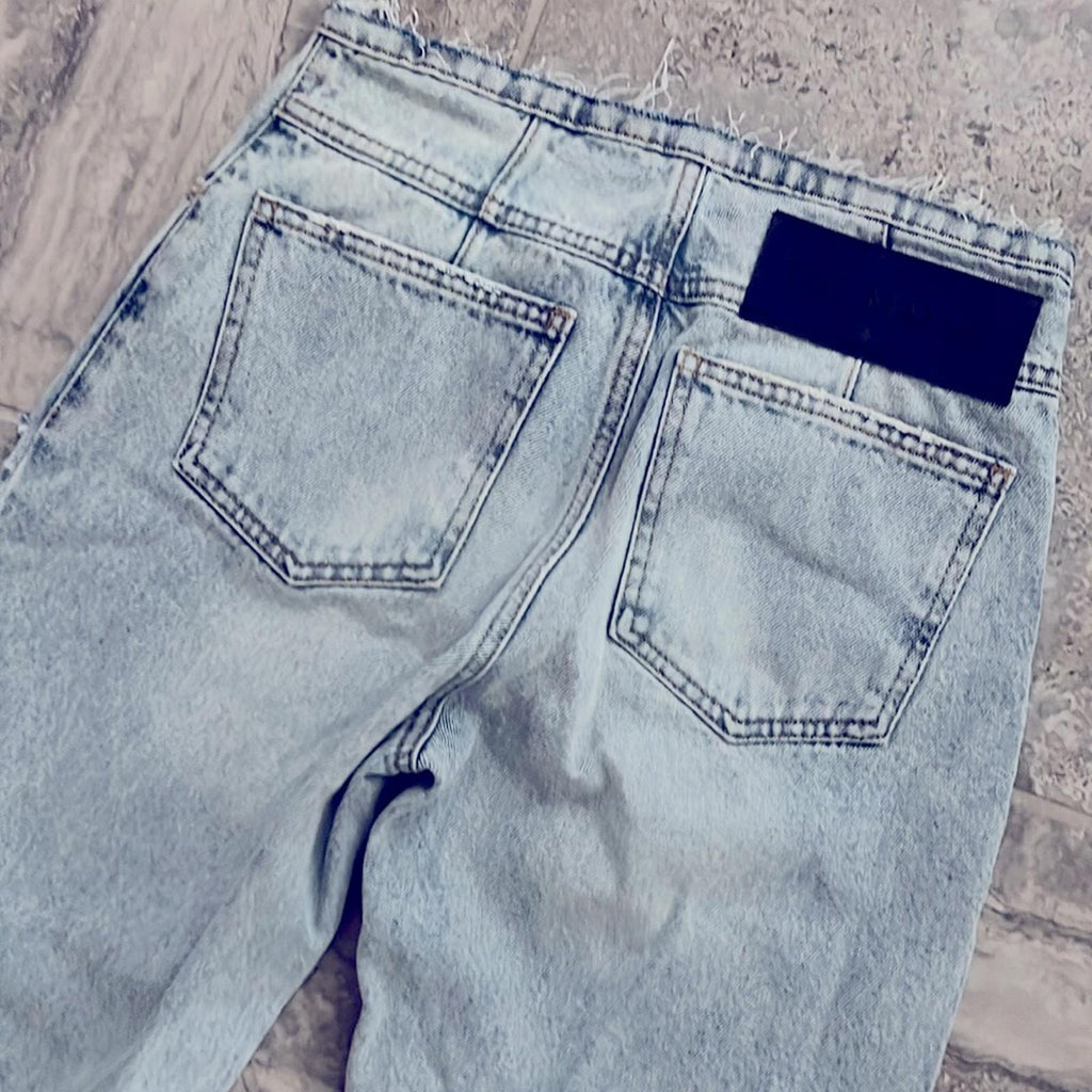The MANNEI Nula High Rise Flare Jeans in Denim, Lt Blue Size 34 New w/Tag $594